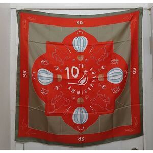 Cb grey equestrian scarf square 35/35 rust orange army green